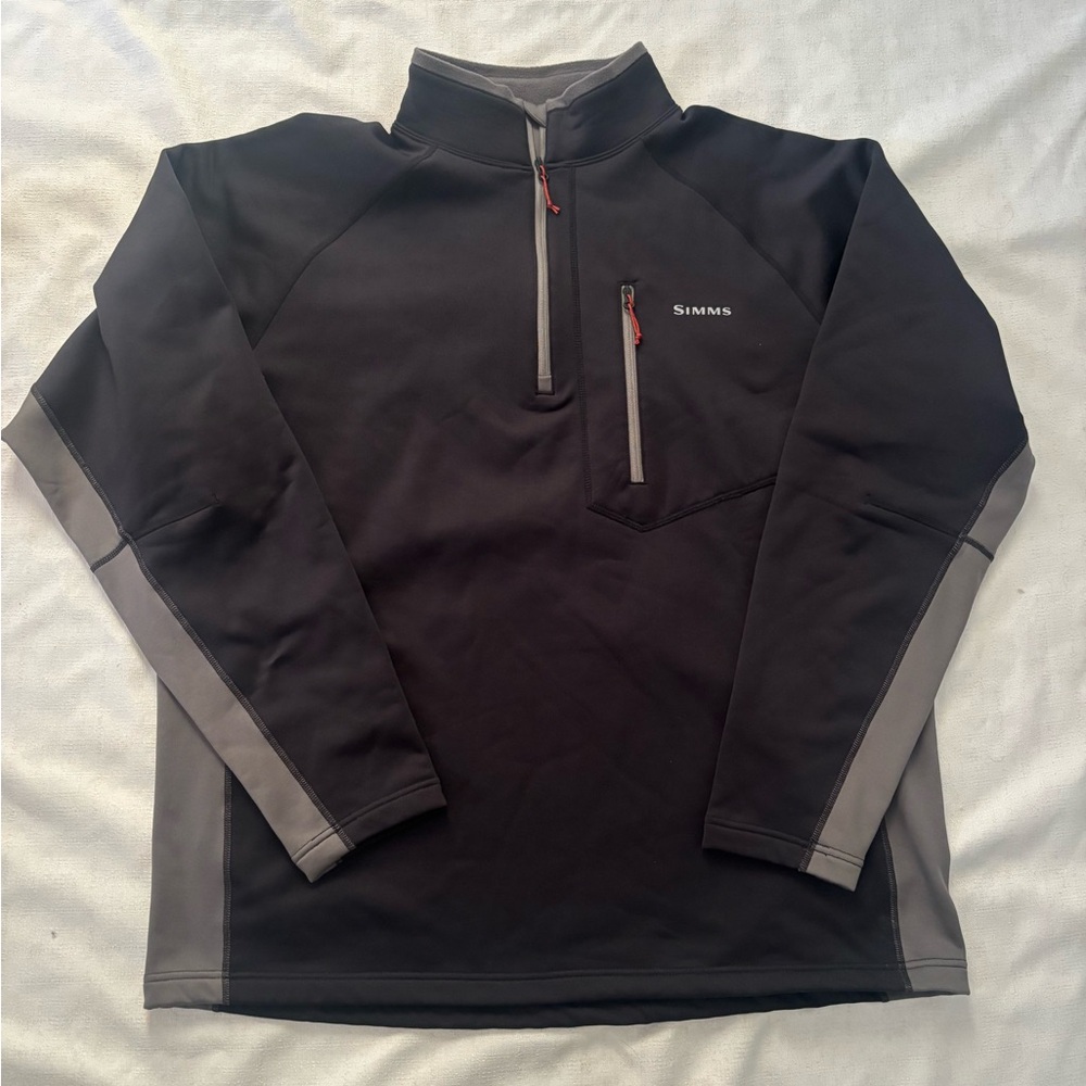 Simms Fishing Products Mens XXL 2XL Black Gray Quarter Zip Pullover